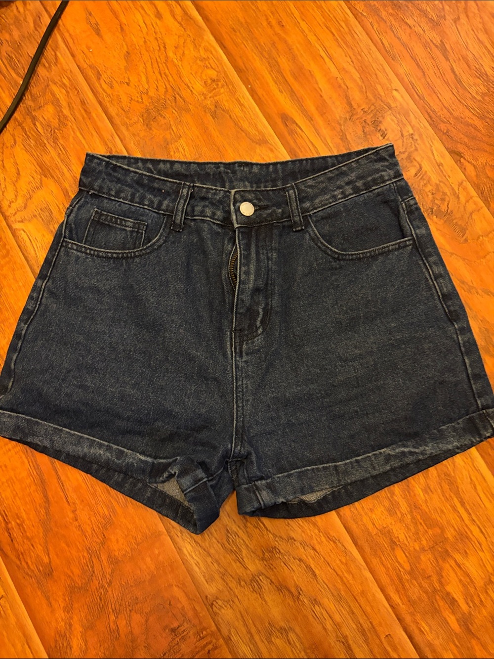 SHEIN Dark Blue High-Rise Denim Shorts